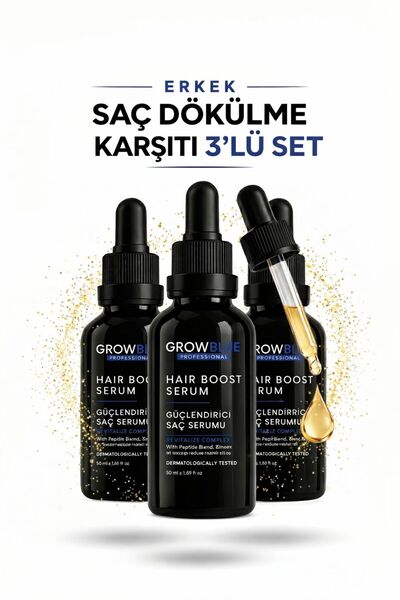 GROWBLUE 3lü Erkek Saç Dökülme Karşıtı Serum 50 ml | Kök Güçlendirici Bakım