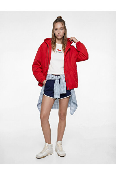 Koton Gabardin Kumaş Cep Detaylı Büzgülü Fermuarlı Kapüşonlu Ceket