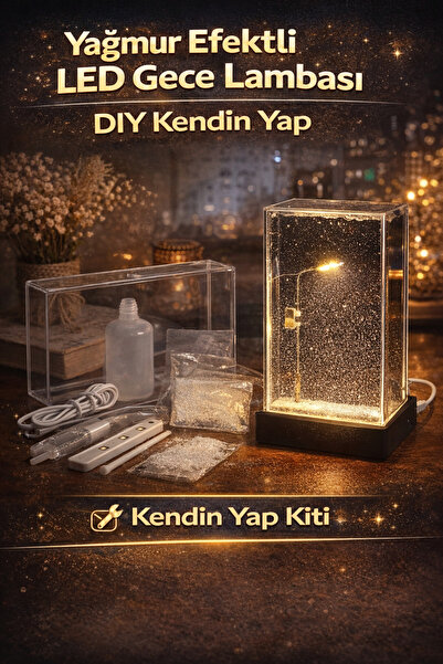 ARUZEN Yağmur Efektli LED Gece Lambası DIY Kendin Yap Kiti Dekoratif Ambiyans...