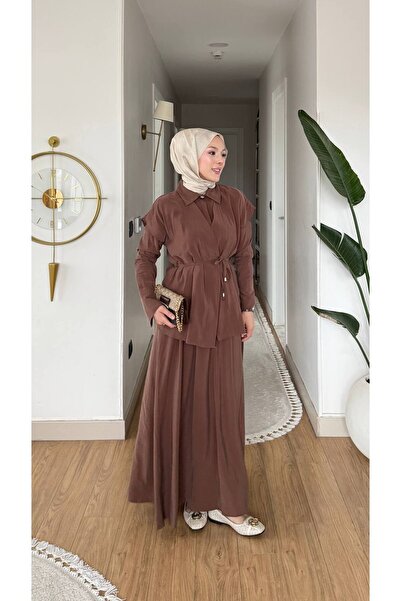 Viskosa Costum elegant cu fustă lungă și curea