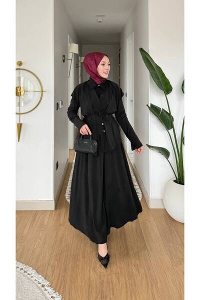Viskosa Costum elegant cu fustă lungă și curea