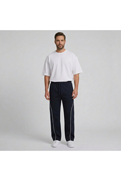 Pavotti Men's Two-Thread Ribbed Baggy Sweatpants ((Wide Fit))