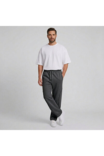 Pavotti Men's Two-Thread Ribbed Baggy Sweatpants ((Wide Fit))