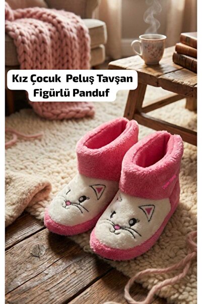 ÇEÇEN HOME Παιδικές βελούδινες παντόφλες με φιγούρα κουνελιού για κορίτσια, π...