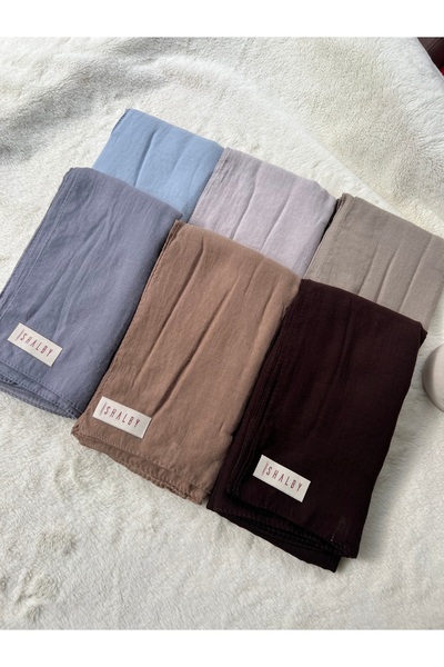 shalby Women's Hijab Plain Cotton Crash Shawl Set of 6