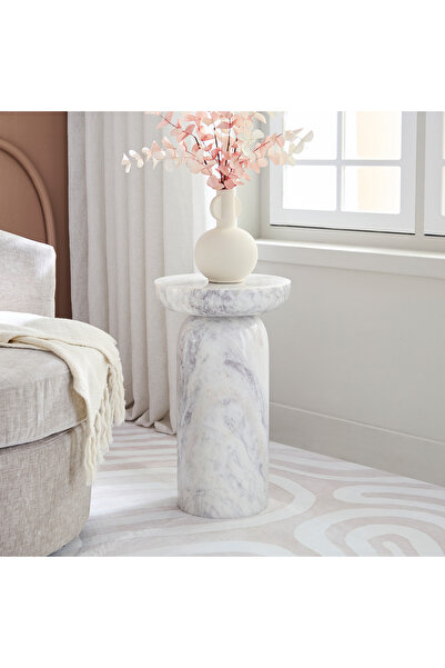 Home Box Cavon Wels Genuine Marble Top Accent Table