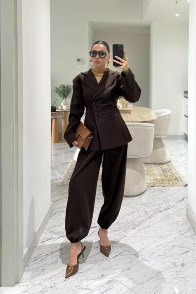 FMN Butik Elasticated Carrot Shalwar Pants Buttoned Fitted Waist Design Equiv...