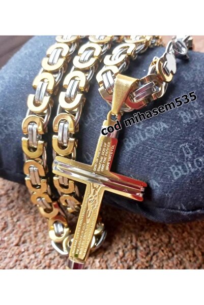 Mihasem Plated stainless steel chain and medallion for men