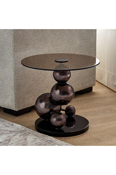 Home Box Cavon Glanzy Tempered Glass Top End Table