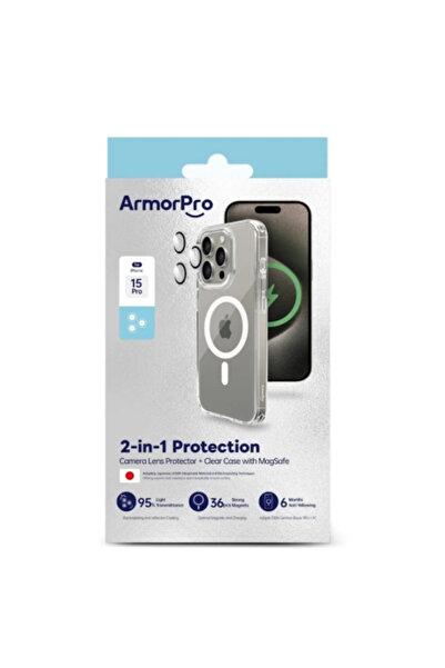 ArmorPro غطاء MagSafe وعدسات شفافة لآيفون 15 برو