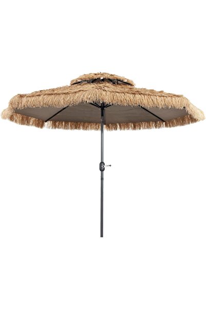 COSTWAY 2.7m/3m Thatched Tiki Parasol, Tilt Adjustment Hawaiian Patio Beach U...
