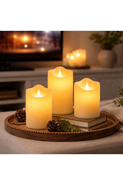 MultiZone 3D LED Mum Alevsiz Kumandalı 3lü Set Gerçekçi Dekoratif Işık Titrey...