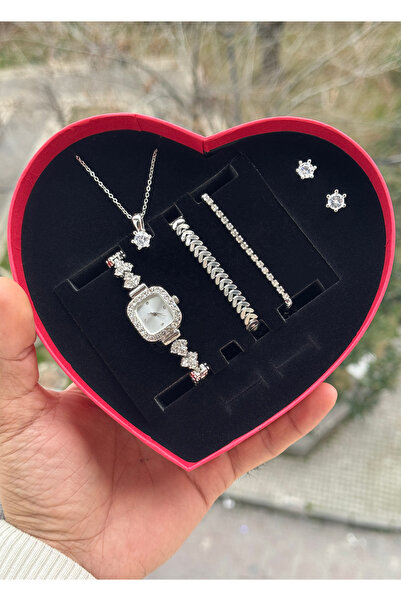 Tulpar Women's Wristwatch in Special Design Heart Box (Necklace-Earrings-Brac...