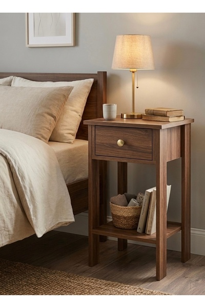 MANDOSİ Tek Çekmeceli Komodin Ceviz