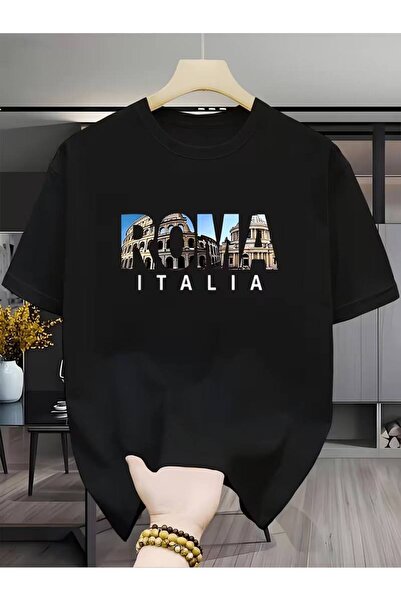 CLASSY.MODA Μαύρο Unisex Oversize T-shirt με στάμπα, Ανδρικό Γυναικείο, Άνετη...