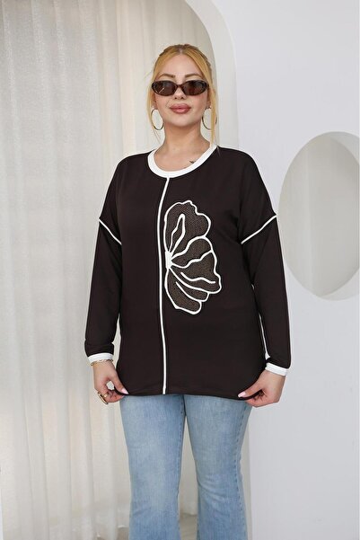 Siyezen Plus Size Modal Fabric Blouse with Stripe Detail