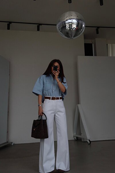 Özge Özgenç Yumuşak Dokulu Kemerli Wideleg Jean