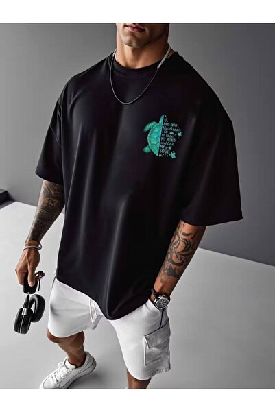 CLASSY.MODA Μαύρο Unisex Oversize T-shirt με στάμπα, Ανδρικό Γυναικείο, Άνετη...