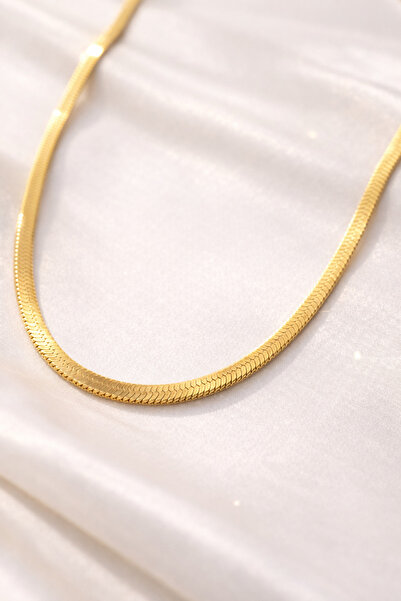 Fawel Gold Flat Chain Necklace |   Stainless Steel Gold Color Minimal Women's...