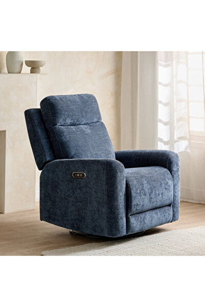 Home Box Branco Dual Electric power Armchair Fabric Recliner W/Swivel and Gli...