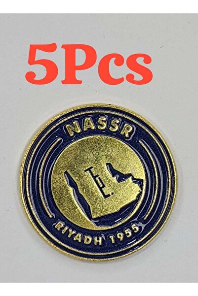 no markte Set of Five Pieces, Metal Logo of Al-Nassr Club for Mobile Phones a...