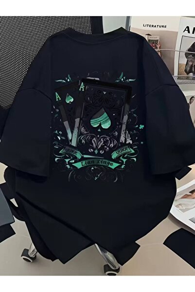 CLASSY.MODA Μαύρο Unisex Oversize T-shirt με στάμπα, Ανδρικό Γυναικείο, Άνετη...