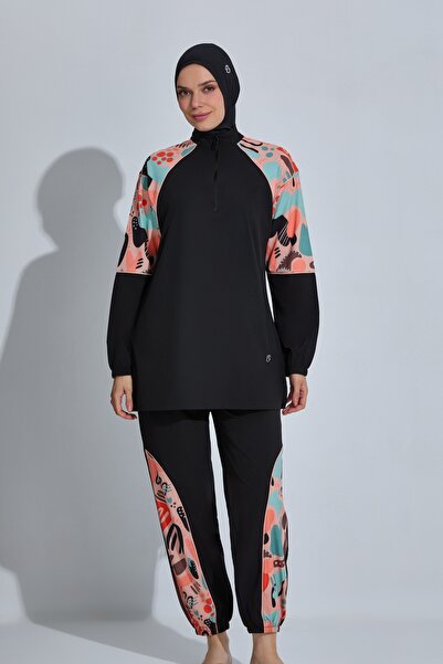 İKSUN Γυναικείο μαγιό χιτζάμπ με πλήρως καλυμμένη φούστα, μακρυμάνικο, με φερ...