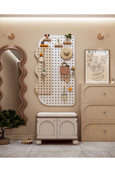 BİMONTE Luna Puflu Dolap - Oturmalı Ayakkabılık ve Hol Ünitesi