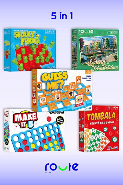 ROUTE Games 5'li Set ( Shaky Frog, Guess Me, Make it 5, Tombala, Amsterdam Te...