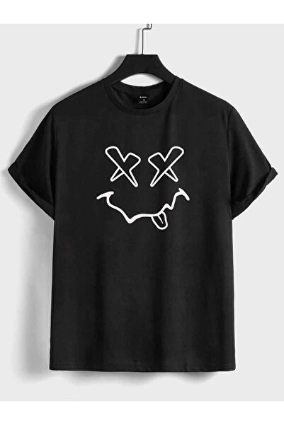 CLASSY.MODA Μαύρο Unisex Oversize T-shirt με στάμπα, Ανδρικό Γυναικείο, Άνετη...