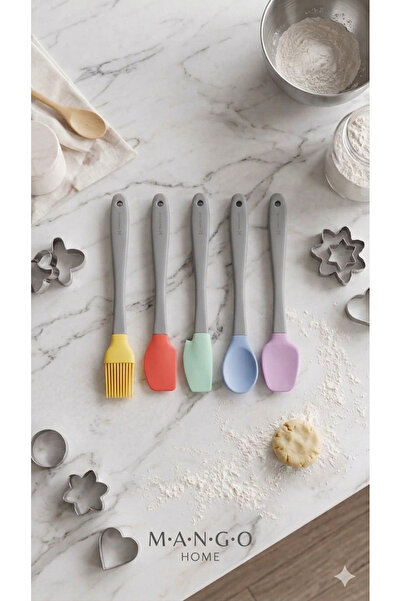 Mango Home 5'li Silikon Spatula Mutfak Seti – Isıya Dayanıklı Yanmaz Yapışmaz...