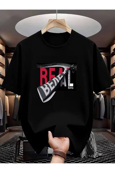 CLASSY.MODA Μαύρο Unisex Oversize T-shirt με στάμπα, Ανδρικό Γυναικείο, Άνετη...