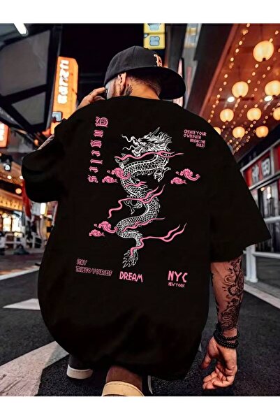 CLASSY.MODA Μαύρο Unisex Oversize T-shirt με στάμπα, Ανδρικό Γυναικείο, Άνετη...