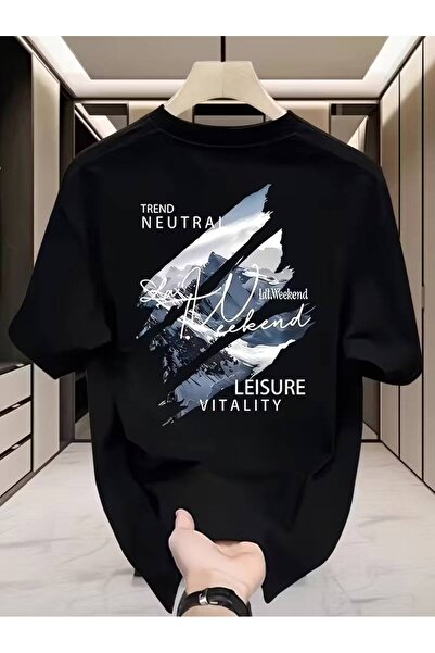 CLASSY.MODA Μαύρο Unisex Oversize T-shirt με στάμπα, Ανδρικό Γυναικείο, Άνετη...