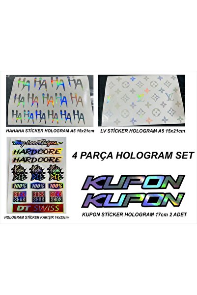 İŞCAN MOTOR Hologram 4 lü Set Hahaha, VL, Kupon, Motorsiklet, Araba Çok Amaçl...