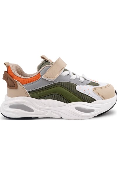 KİRWE Ai̇g Cool Evo Black & Khaki Velcro Orthopedic Boys' Sports Shoes