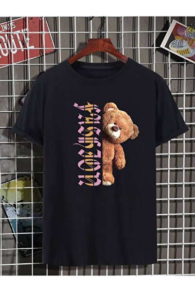 CLASSY.MODA Μαύρο Unisex Oversize T-shirt με στάμπα, Ανδρικό Γυναικείο, Άνετη...