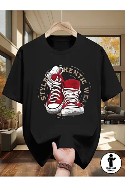 CLASSY.MODA Μαύρο Unisex Oversize T-shirt με στάμπα, Ανδρικό Γυναικείο, Άνετη...