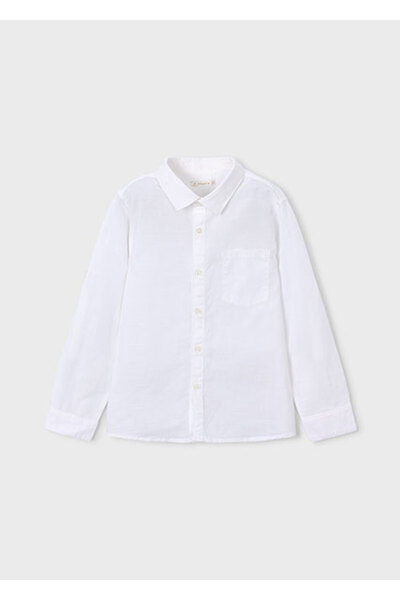 MAYORAL Boy's White Long Sleeve Linen Shirt - 03119