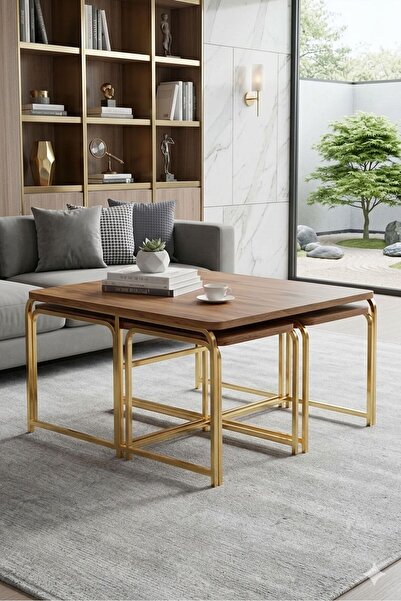 Zigon ORTA SEHPA 4+1 GOLD METAL ÇAM TABLA ORTA SEHPA