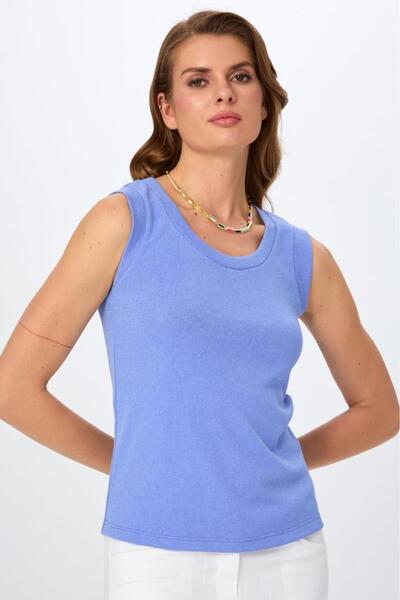 İKİLER Yuvarlak Yaka Kolsuz Bluz 026-1000