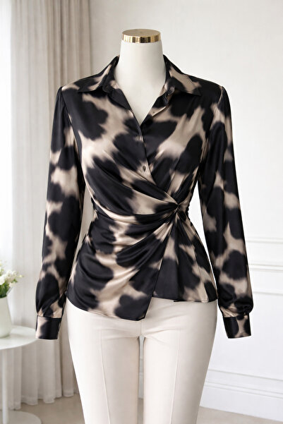 STEPS Дамска луксозна риза от шифон и сатен в ярки цветове