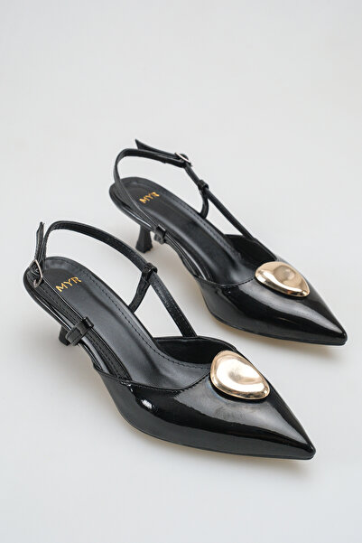 meyra'nın ayakkabıları Women's Buckle Open Back Short Pointed Heeled Shoes Bl...