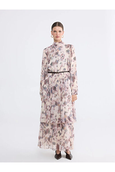 LC Waikiki LCW EVERYDAY Φόρεμα με μικτό όρθιο γιακά και σχέδιο καρό