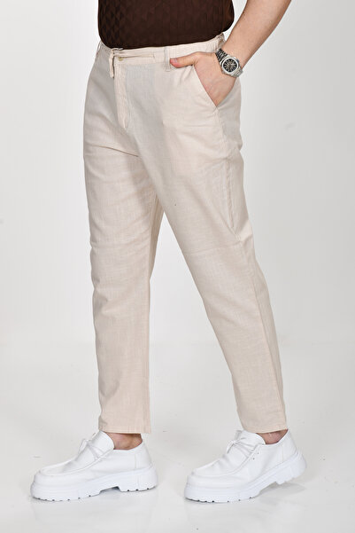 VALERİO MEN Semi-Elastic Linen Fabric Comfortable Jogger