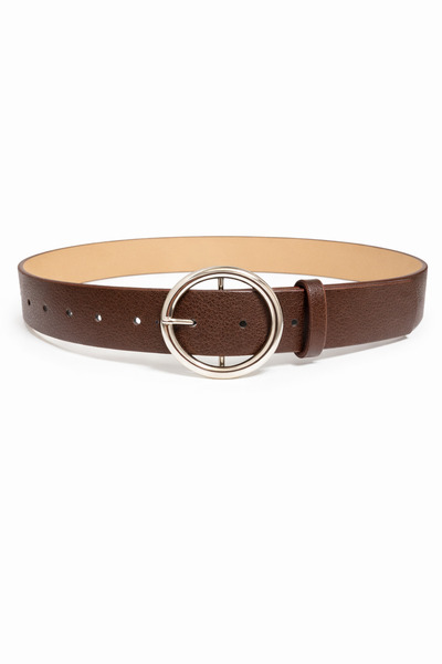 kemer krallığı Women's Brown Ring Buckle Belt Silver Buckle Jacket Belt Jeans...