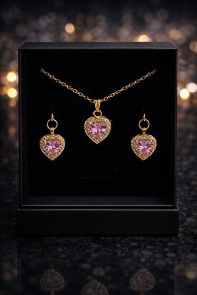 Selvica Show Your Love ❤️   Pink Heart Necklace & Earrings Set |   Sparkling ...