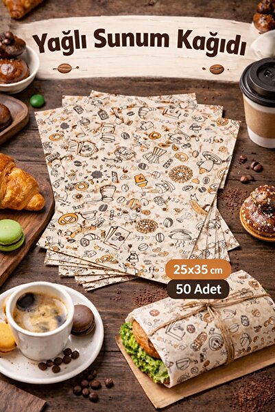 KEA 25x35 cm Yağlı Kağıt Sunum Kağıdı 50 Adet Yapışmaz Fırın Kağıdı Sunum İçi...