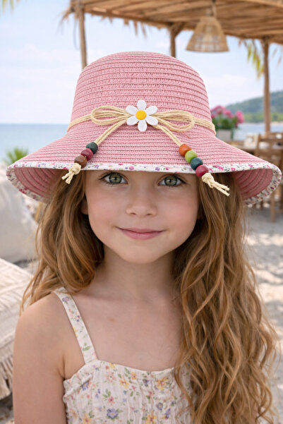 Butik %100 Hasır Premium Kız Çocuk Şapka – Papatya & Boncuk Detaylı (4-8 Yaş ...