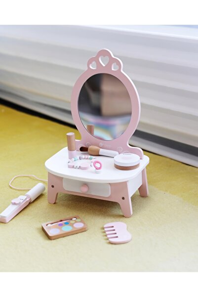 ETERNAL SUNSHINE Montessori 11 Parçalı Pembe Ahşap Makyaj Masası ve Aksesuar ...